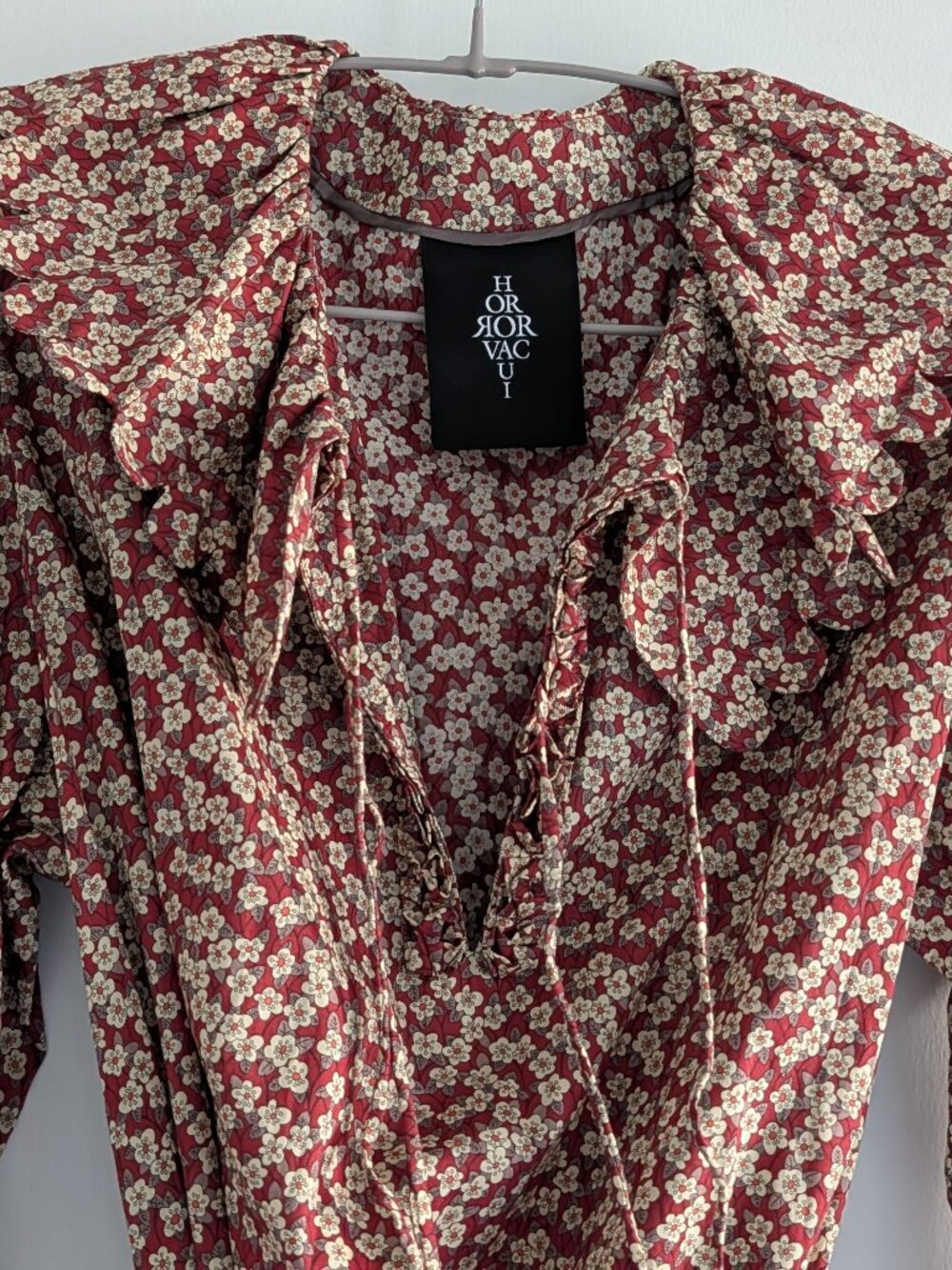Horror Vacui Elena Scalloped Floral Print Dress, Sz Small, EUC
